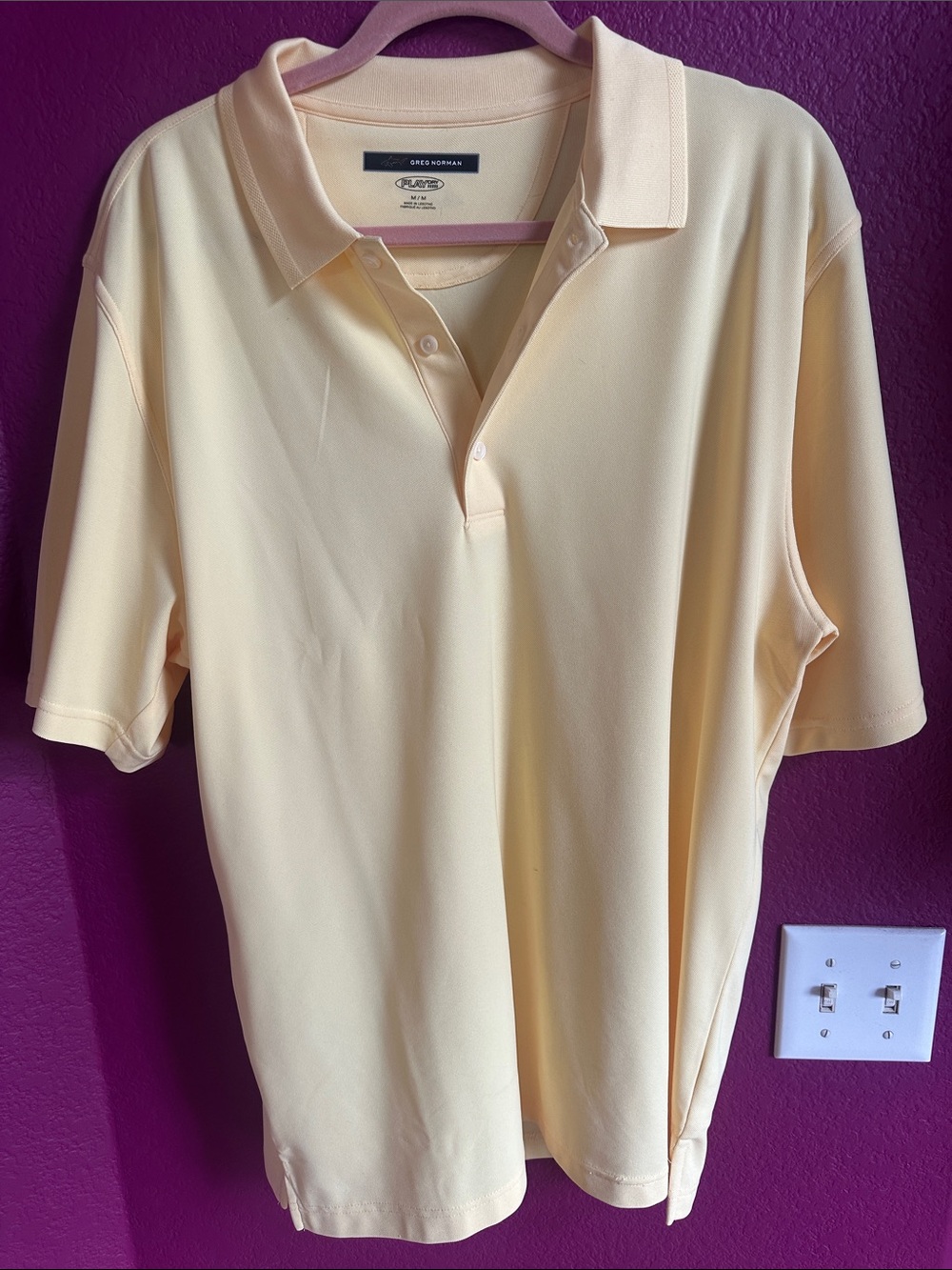Greg Norman Collection Men's Pale Yellow Polo Shirt